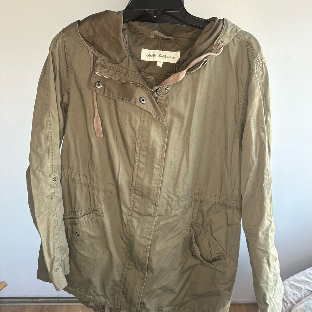 Utility Hooded Anorak Jacket in Olive by Jolly Collection